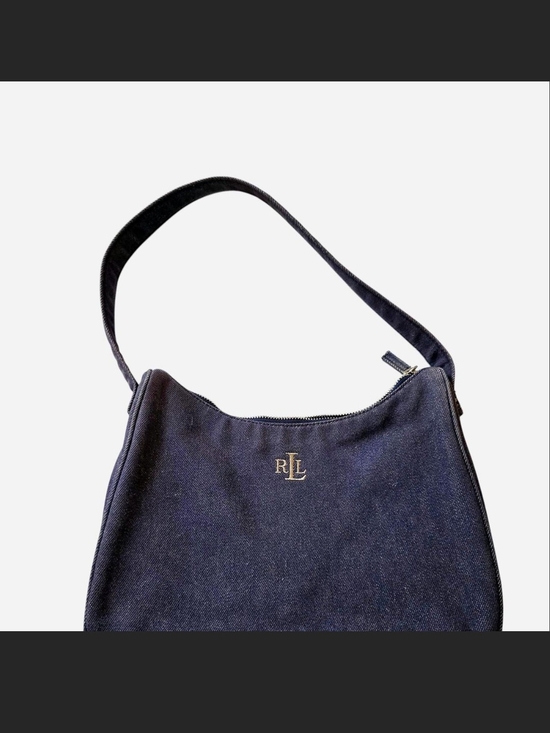 Ralph Lauren Handbags - Ralph Lauren Navy Canvas Shoulder Bag with Gold RLL Monogram